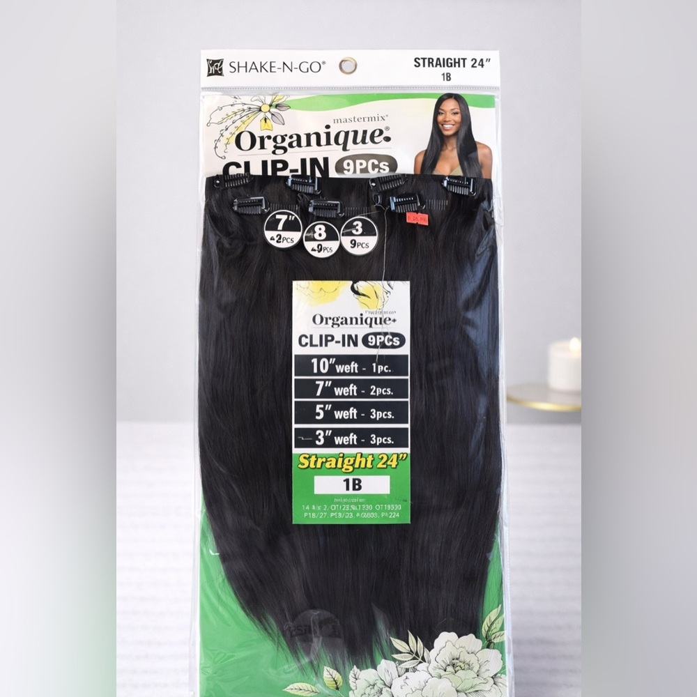 Organique Mastermix Clip-In Hair Extensions 24” Straight 9-Piece Set - Color 1B